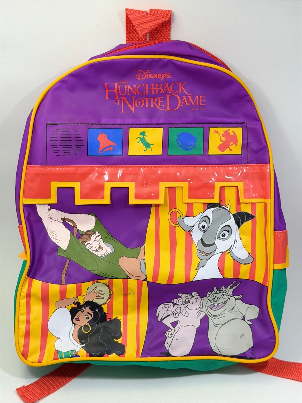 Vintage Disney The Hunchback of Notre Dame Purple Backpack w/ Sound